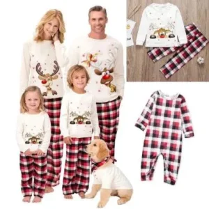 Rendieren kerst pyjama voor het gezin